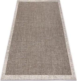 RugsX Rugsx - Alfombra De Cuerda Sisal Floorlux 20401 Marco Gris Pardo / Champ&aacute;n Beige 140x200 Cm