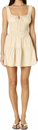 Nia Salt Smocked Mini Dress In Stone