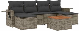 vidaXL Vidaxl - Set De Sof&aacute;s De Jard&iacute;n 7 Piezas Con Cojines Rat&aacute;n Pe Gris