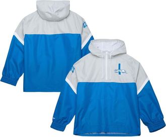 Mitchell & Ness Mens Mitchell & Ness Silver/Blue Detroit Lions Tie Breaker Vintage Logo Lightweight Anorak Half-Zip Windbreaker at Nordstrom, Size Xxx-Large