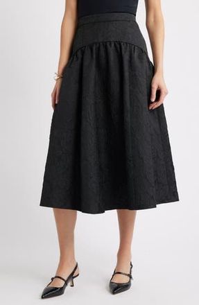 Caslon Floral Jacquard Full Midi Skirt in Black Jacquard at Nordstrom Rack, Size Medium