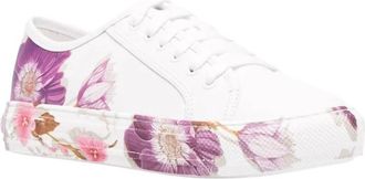 Ferragamo Womens Floral-Print Sneakers In White