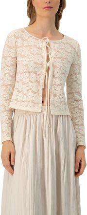 Ivonne Long Sleeve Knitted Lace Straight Blouse in Ivory at Nordstrom, Size Medium