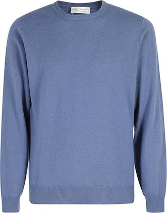 FILIPPO DE LAURENTIIS Cashmere Wool Sweater - Heren - Ronde hals truien - Blauw - 4XL - Wol - Truien & Vesten