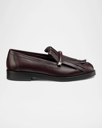 Jimmy Choo London Eska Kiltie Fringe Leather Loafers