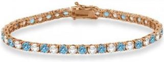Allurez Alternating Diamond & Aquamarine Eternity Tennis Bracelet 14K Rose Gold (11.87ct)