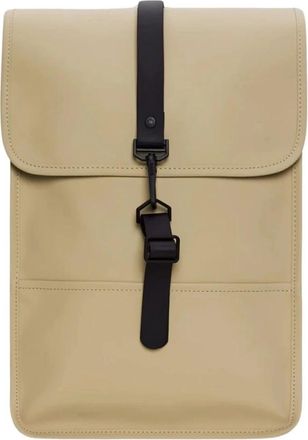 Rains Logo Gedetailleerde Foldover Top Rugzak - unisex - Rugzakken - Beige - ONE Size - Leer - Tassen