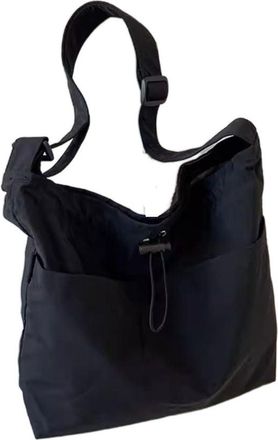 Generic Large Capacity Drawstring Bucket Bag, Travel Casual Women Light Soft Nylon Crossbody Commuting Bag(black)