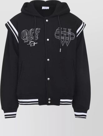 Off-white varsity hooded fleece jacket pockets