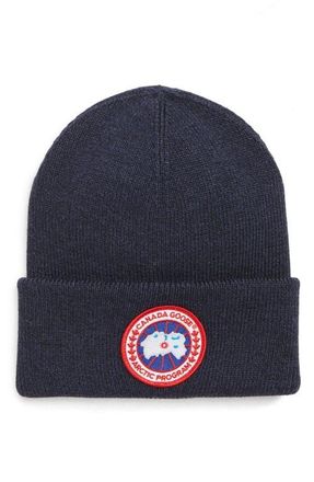 Canada Goose Arctic Disc Merino Wool Toque Beanie in Navy Heather at Nordstrom
