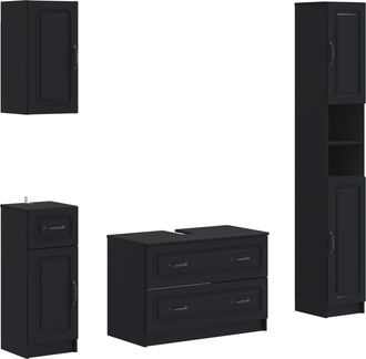 vidaXL Juego De Armarios De Ba&ntilde;o De 4 Piezas Utrecht Negro Vidaxl