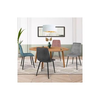 IDMarket Lote De 4 Sillas Mixtas De Terciopelo Pastel Mila En Azul, Gris Claro, Gris Oscuro Y Rosa