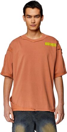 Diesel T-shirt with destroyed peel-off effect - T-Shirts - Man - Orange