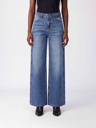 Twentyfourhaitch Jeans wide leg in denim di cotone a vita alta
