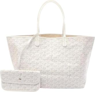 Goyard Pre-owned Saint Louis PVC Coated Canvas Leather Tote Bag - Dames - Vintage Shopper - Wit - ONE Size - Leer - Vintage