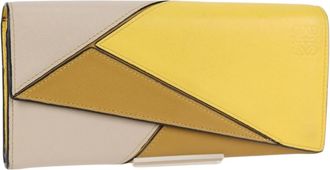 Loewe Puzzle Zipper Embellished Leather Yellow Leather Handbag (Pre-Owned)