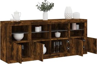 vidaXL Vidaxl - Aparador Con Luces Led Roble Ahumado 163x37x67 Cm