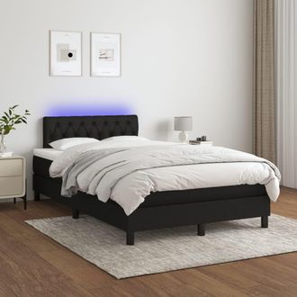 vidaXL Cama Box Spring Con Colch&oacute;n Led Tela Negro 120x200 Cm Vidaxl