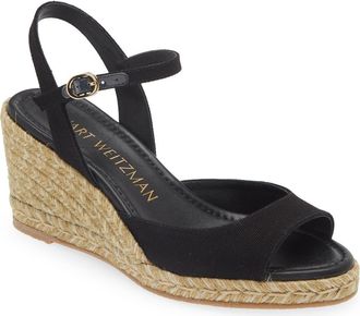 Stuart Weitzman Tia Espadrille Wedge Sandal in Black at Nordstrom Rack, Size 9.5