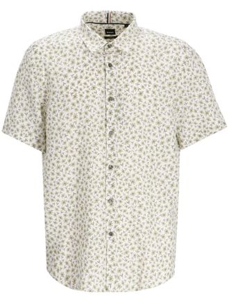 HUGO BOSS Green Printed Slim Fit Shirt