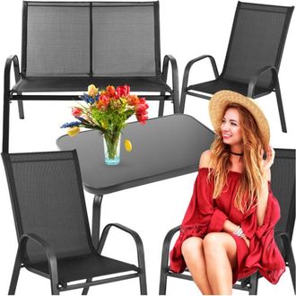 OEM Conjunto De Muebles De Jard&iacute;n Conjunto De Muebles De Jard&iacute;n Metal 2 Sillas Sof&aacute; Mesa