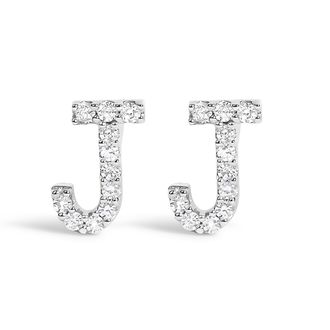 House of Brilliance 10K Gold 1/10 Cttw Diamond Initial A to Z Stud Earring