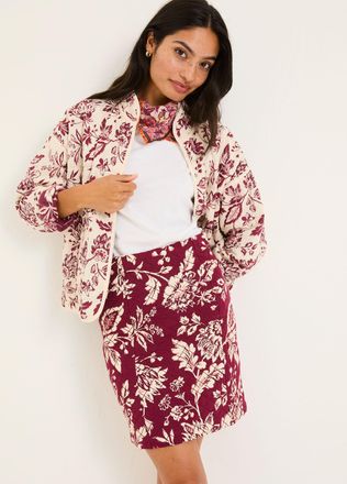 Fat Face FatFace Jennie Burgundy Red Brush Floral Skirt