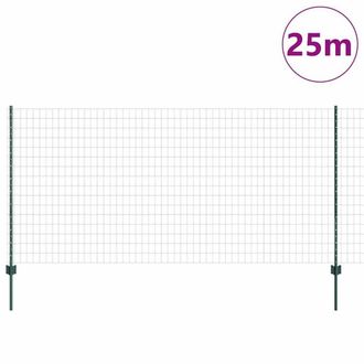 Berkfield Home Green Euro Fence with 11 U Posts Green 1, 2x25 m Steel