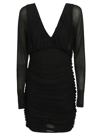 Saint Laurent Womens Short Dress With V-Neck
