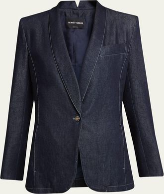 Giorgio Armani Single-Button Denim Blazer