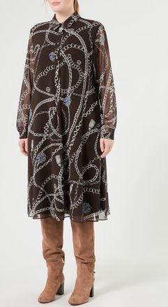 Marina Rinaldi Chain Print Long Sleeve Dress in Chocolate at Nordstrom, Size 16W