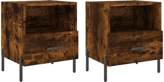 vidaXL Vidaxl - Bedside Cabinets 2 pcs Smoked Oak 40x35x47.5 cm Engineered Wood