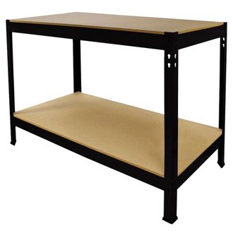 MonsterShop Monster Racking - Tavolo Da Lavoro Nero Q-rax Senza Bulloni In Acciaio E Mdf 90x120x60cm Per Garage, Officina E Magazzino