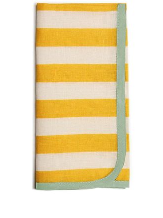 La DoubleJ stripe-pattern napkin set - unisex - Linen/Flax - OS - Yellow