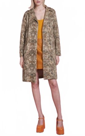 JayLey Faux Suede Snakeskin Effect Trench Jacket In Mocha