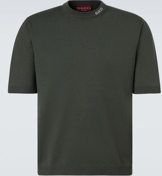 Gucci T-shirt in seta e cotone con logo