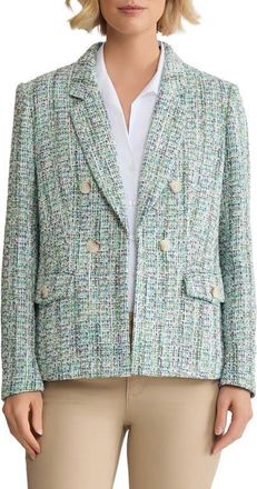 Jones New York Faux Double Breasted Tweed Jacket in Kelly Multi at Nordstrom, Size X-Large