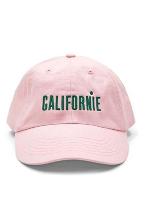 Clare Vivier Californie Embroidered Cotton Twill Baseball Cap in Light Pink Embroidered Fern at Nordstrom