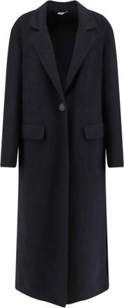 Hev&ograve; Enkelrij jas met inkeping revers - Dames - Mantel - Blauw - 2XS - Wol - Jassen
