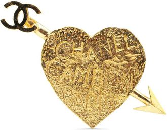Chanel Spilla placcata oro con logo CC Arrow and Heart 1993