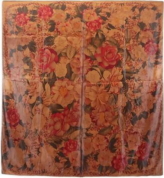 Chanel Foulard in seta a fiori 1986-1988 - Marrone