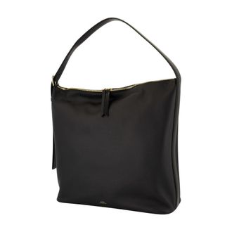 A.P.C. Womens Vera Maxi Shoulder Bag Black Cowhide