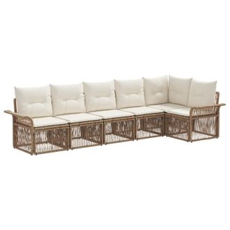 vidaXL Conjunto De Sof&aacute;s De Jard&iacute;n 6 Pcs Beige Rat&aacute;n Sint&eacute;tico Vidaxl