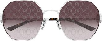 Gucci GG2046S004 GG Logo Mirror Lens Sunglasses - Silver