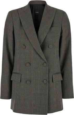 Pla&icirc;n Plain, Jassen, Dames, Bruin, M, Double-breasted jas met ruitmotief