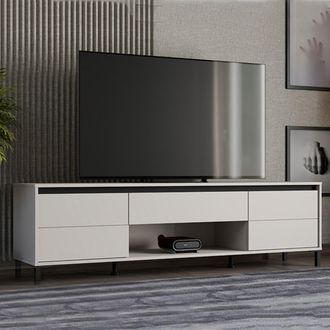 Dmora Dmora Mueble Para Tv Celico, Un Caj&oacute;n, Un Estante, 2 Puertas, 183x40x52h Cm Color Blanco Crema