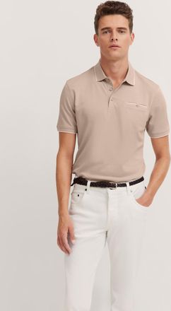 Bugatti Poloshirt BUGATTI, Herren, Gr. S, 60, taupe, 50% Baumwolle, 50% Polyester, unifarben, normal, ohne Ausschnitt, Rippb&uuml;ndchen, Shirts Poloshirt, mit dez