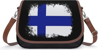 Generic Vintage Finland Flag Crossbody Bags for Women Fashion Leather Shoulder Handbags With Adjustable Strap