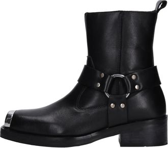 Emanuelle Vee Leren Enkellaarsjes - Dames - Enkellaarsjes - Zwart - 39 EU - Leer - Schoenen
