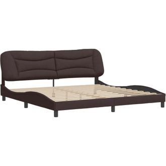 vidaXL Cama Sin Colch&oacute;n Tela Marr&oacute;n Oscuro 200x200 Cm Vidaxl